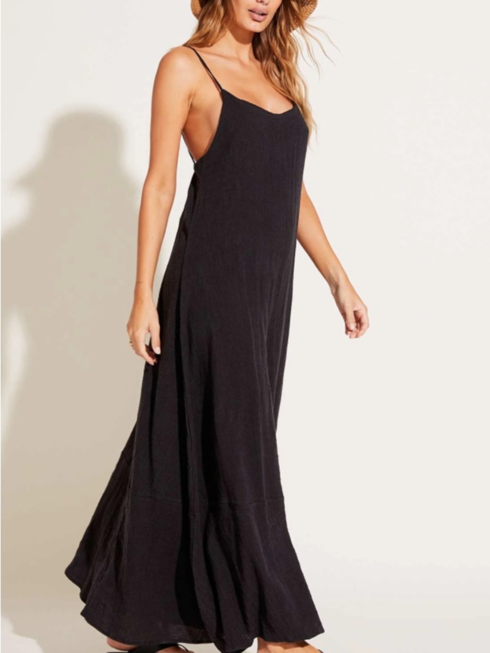 Vitamin A Mari Black Spaghetti Strap Maxi Dress